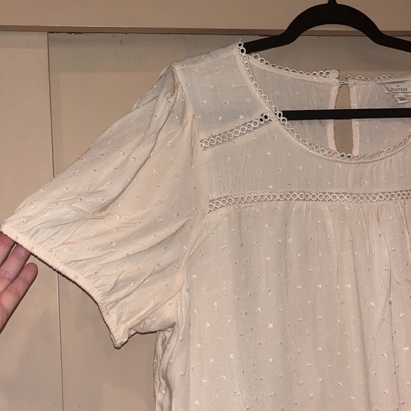 Flower & Feather cream cap sleeved Top size 3XL - Picture 3 of 8